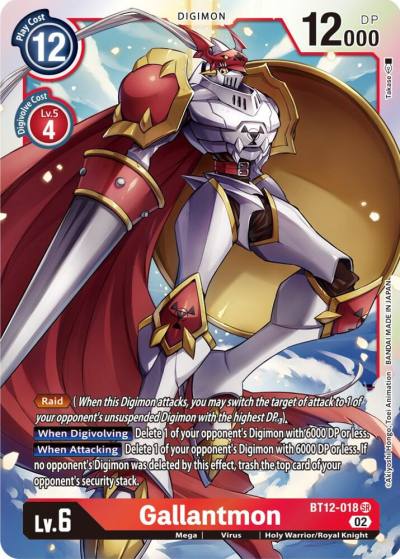 Gallantmon BT12-018 SR Across Time Digimon card