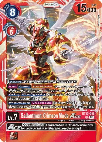 Gallantmon Crimson Mode ACE BT17-018 SR Secret Crisis Digimon card