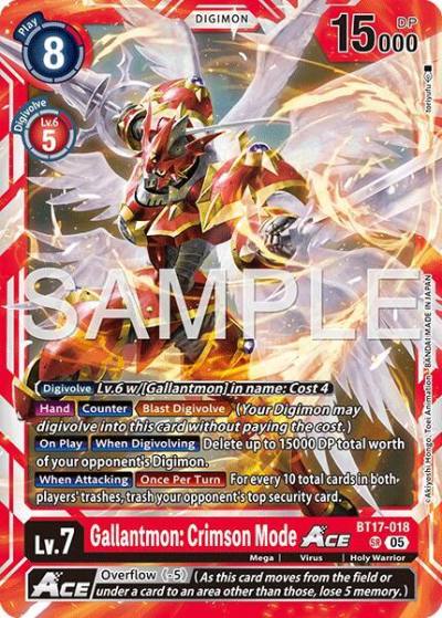 Gallantmon: Crimson Mode ACE Reprint BT17-018 SR Advanced Booster Digimon Generation Digimon card