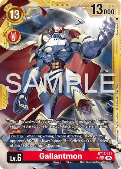 Gallantmon Gold Border BT13-111 SEC Advanced Booster Digimon Generation Digimon card
