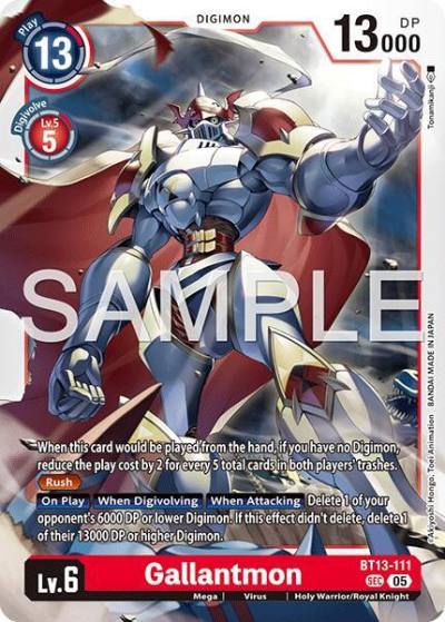 Gallantmon Reprint BT13-111 SEC Advanced Booster Digimon Generation Digimon card
