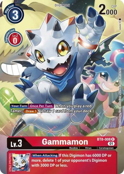 Gammamon Alternate Art BT8-008 R New Awakening Digimon card