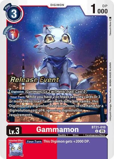 Gammamon BT21-010 U World Convergence Release Event Cards Digimon card