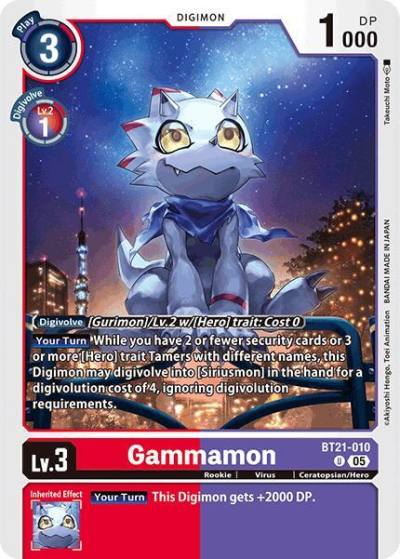 Gammamon BT21-010 U World Convergence Digimon card