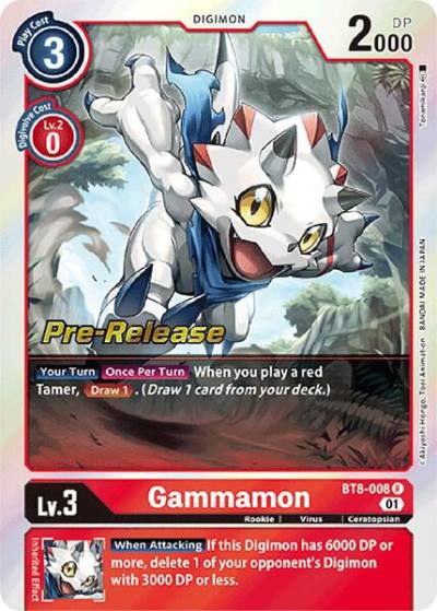 Gammamon BT8-008 R New Awakening Pre-Release Cards Digimon card