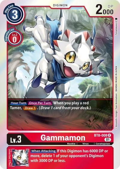Gammamon BT8-008 R New Awakening Digimon card