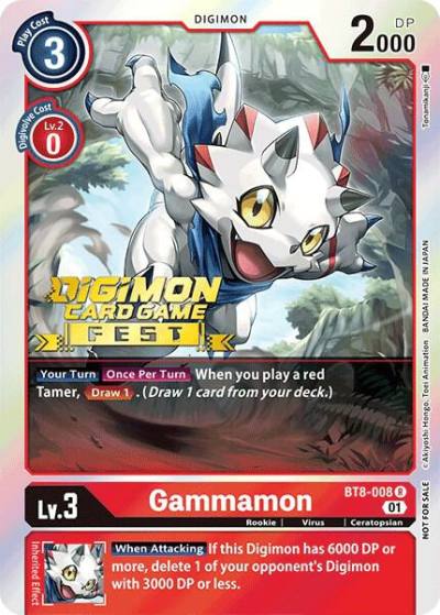 Gammamon Digimon Card Game Fest 2022 BT8-008 R Dimensional Phase Digimon card