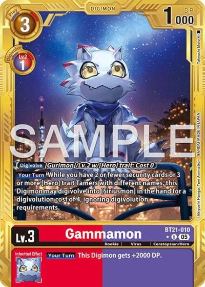 Gammamon Gold Border BT21-010 U Advanced Booster Digimon Generation Digimon card