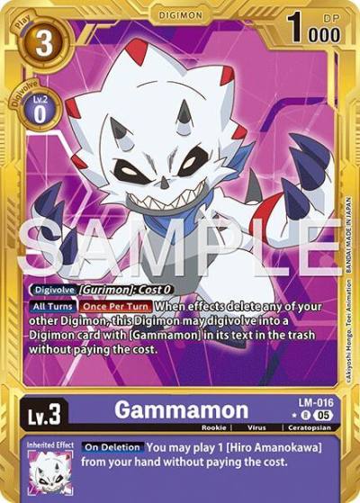 Gammamon Gold Border LM-016 R Advanced Booster Digimon Generation Digimon card