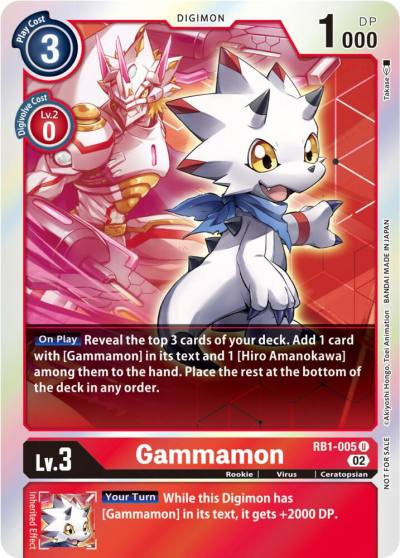 Gammamon Resurgence Booster Box Promotion Pack RB1-005 U Resurgence Booster Digimon card