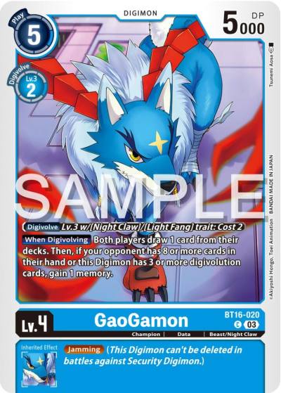GaoGamon BT16-020 C Beginning Observer Digimon card