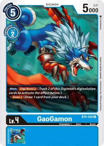 GaoGamon BT4-026 C Great Legend Digimon card