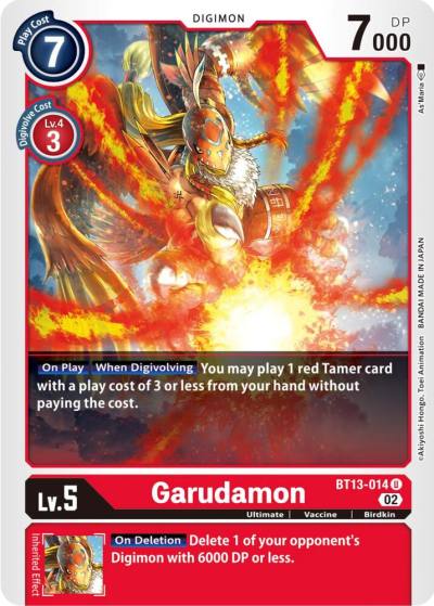 Garudamon BT13-014 U Versus Royal Knights Digimon card