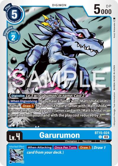 Garurumon BT15-024 C Exceed Apocalypse Digimon card