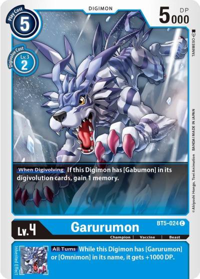 Garurumon BT5-024 C Battle of Omni Digimon card