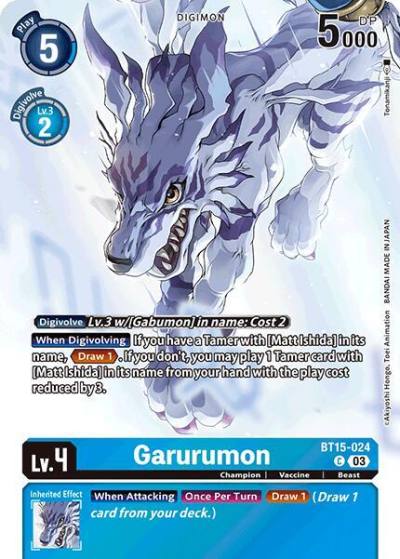 Garurumon Omnimon Binder Set BT15-024 C Exceed Apocalypse Digimon card