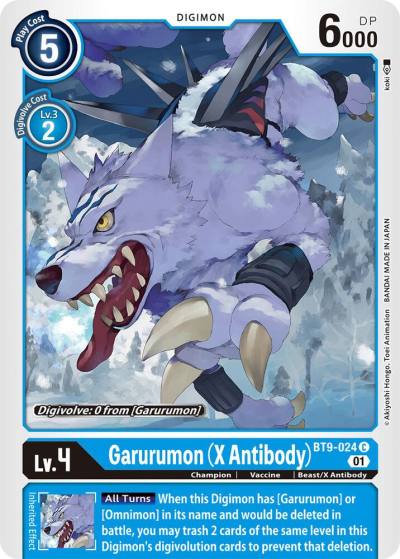 Garurumon X Antibody BT9-024 C X Record Digimon card