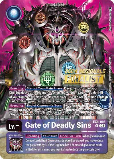 Gate of Deadly Sins 2024 Regionals Finalist EX6-006 R Infernal Ascension Digimon card