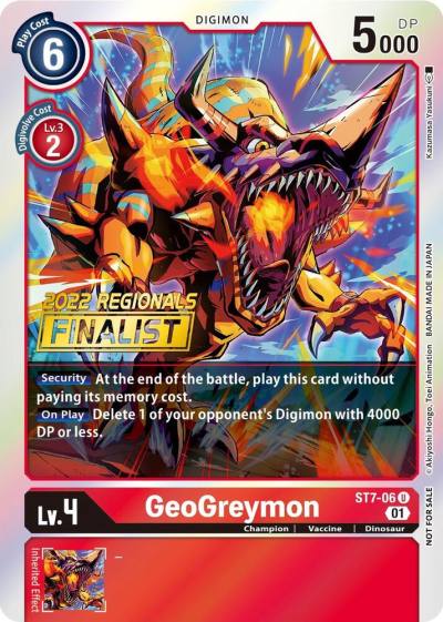 GeoGreymon 2022 Championship Offline Regional Online Finalist ST7-06 U Starter Deck 07: Gallantmon Digimon card