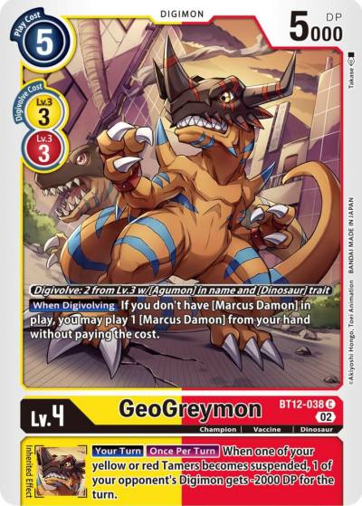 GeoGreymon BT12-038 C Across Time Digimon card