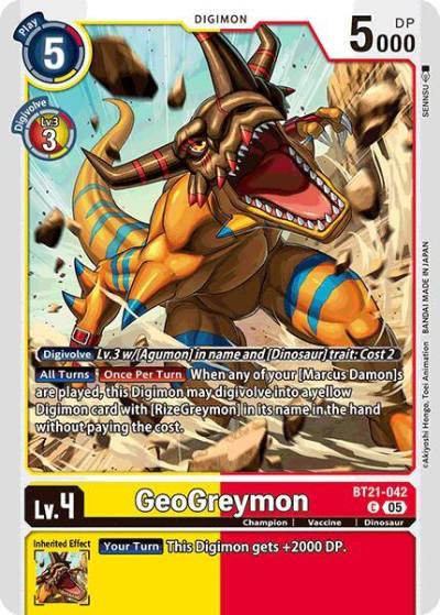 GeoGreymon BT21-042 C World Convergence Digimon card