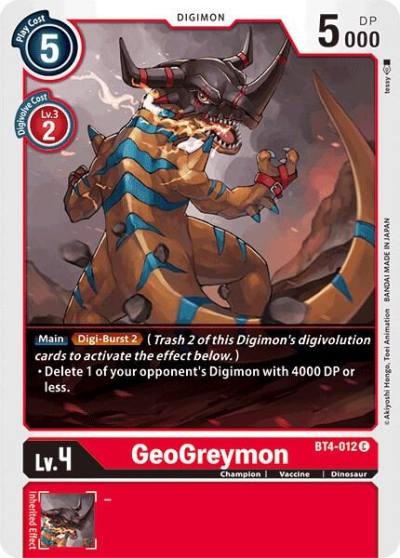 GeoGreymon BT4-012 C Great Legend Digimon card