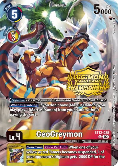 GeoGreymon Championship 2023 Tamers Pack BT12-038 C Across Time Digimon card
