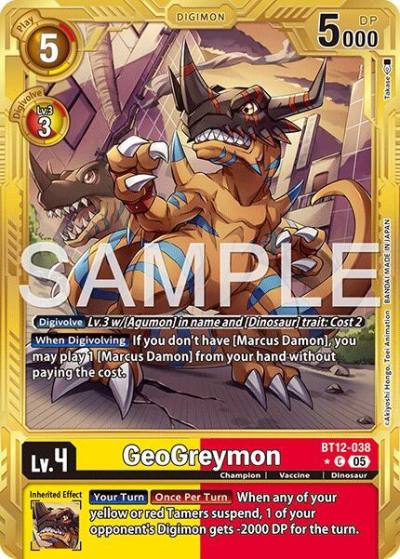 GeoGreymon Gold Border BT12-038 C Advanced Booster Digimon Generation Digimon card