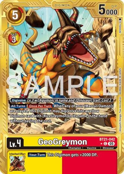 GeoGreymon Gold Border BT21-042 C Advanced Booster Digimon Generation Digimon card