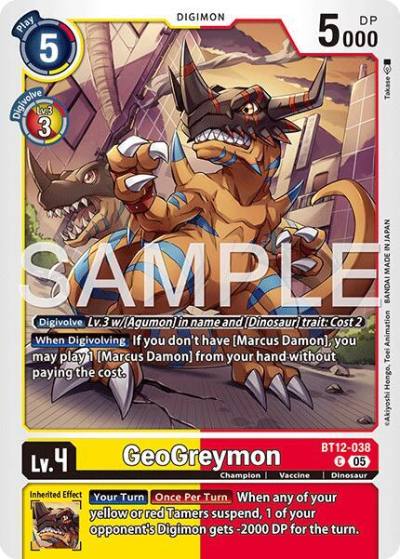 GeoGreymon Reprint BT12-038 C Advanced Booster Digimon Generation Digimon card