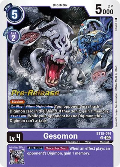 Gesomon BT15-074 U Exceed Apocalypse Pre-Release Cards Digimon card