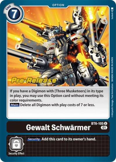 Gewalt Schwarmer BT6-105 U Double Diamond Pre-Release Cards Digimon card