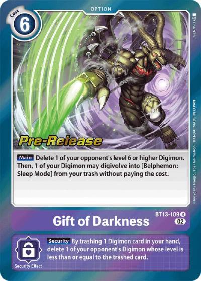 Gift of Darkness BT13-109 R Versus Royal Knights Pre-Release Cards Digimon card