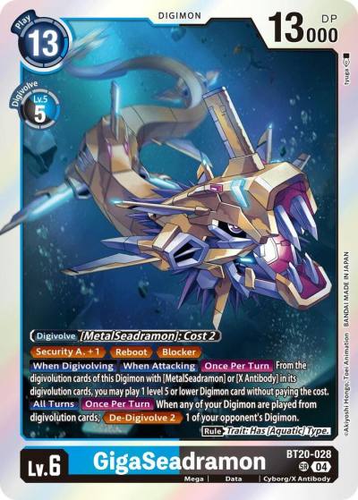 GigaSeadramon BT20-028 SR Release Special Booster 2.5 Digimon card