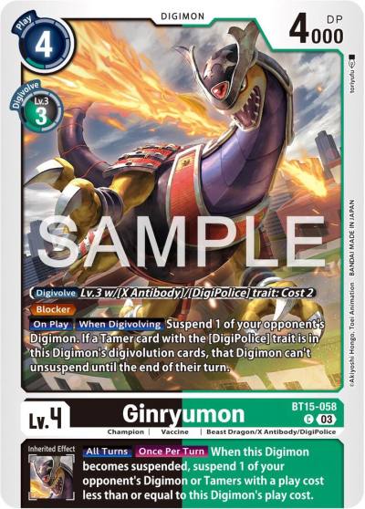 Ginryumon BT15-058 C Exceed Apocalypse Digimon card