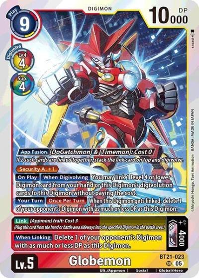 Globemon BT21-023 SR World Convergence Digimon card