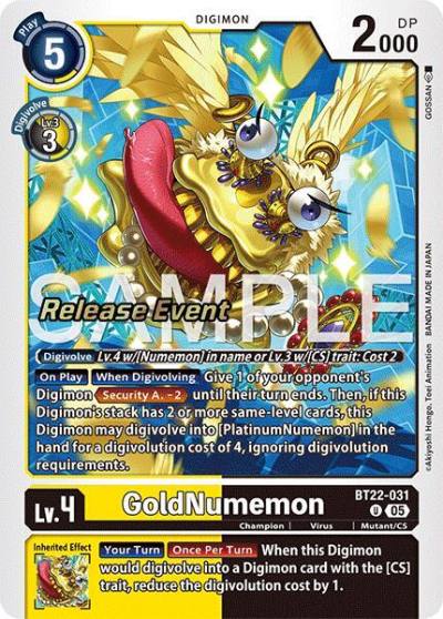 GoldNumemon BT22-031 U Cyber Eden Release Event Cards Digimon card
