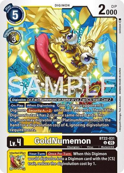 GoldNumemon BT22-031 U Cyber Eden Digimon card