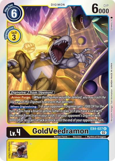 GoldVeedramon EX4-027 R Alternative Being Booster Digimon card