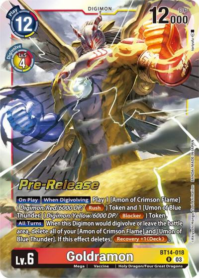 Goldramon BT14-018 R Blast Ace Pre-Release Cards Digimon card