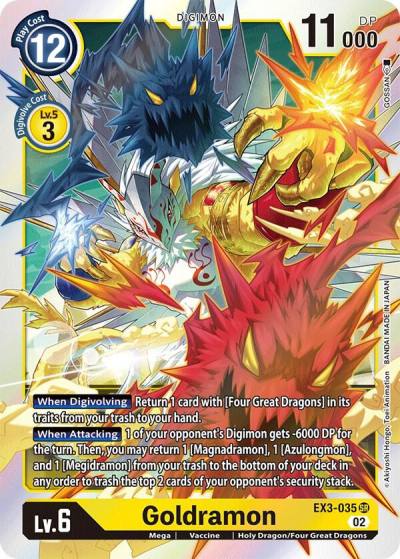 Goldramon EX3-035 SR Draconic Roar Digimon card