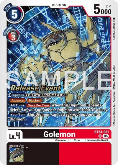Golemon BT23-051 U Hackers' Slumber Release Event Cards Digimon card