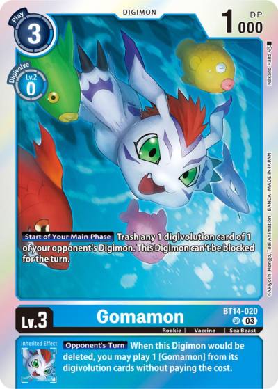 Gomamon BT14-020 SR Blast Ace Digimon card