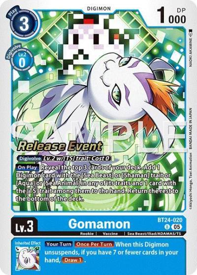 Gomamon BT24-020 U Time Stranger Release Event Cards Digimon card