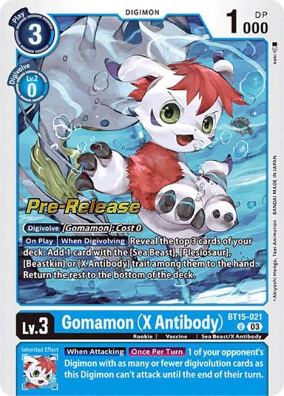 Gomamon X Antibody BT15-021 U Exceed Apocalypse Pre-Release Cards Digimon card