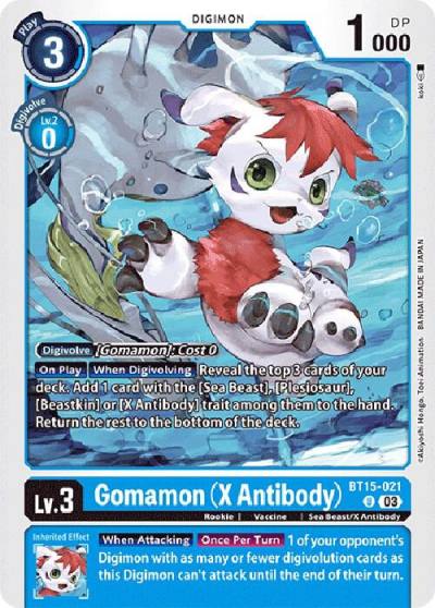 Gomamon X Antibody BT15-021 U Exceed Apocalypse Digimon card