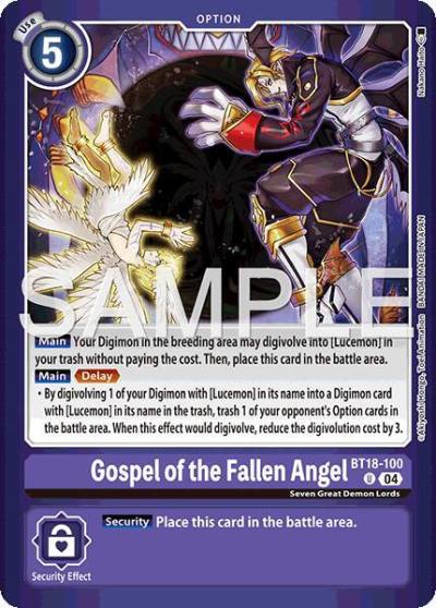 Gospel of the Fallen Angel BT18-100 U Limited Card Pack -Billion Bullet- Digimon card