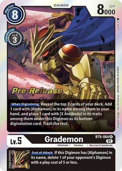 Grademon BT9-064 R X Record Pre-Release Cards Digimon card