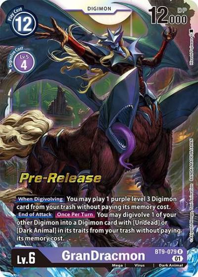 GranDracmon BT9-079 R X Record Pre-Release Cards Digimon card