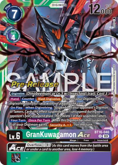 GranKuwagamon ACE BT16-046 R Beginning Observer Pre-Release Cards Digimon card